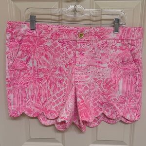 Lilly Pulitzer Scalloped Pink Palm Print Women Shorts